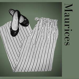 Maurices Black/White Pin Stripe Flared Dress Pants